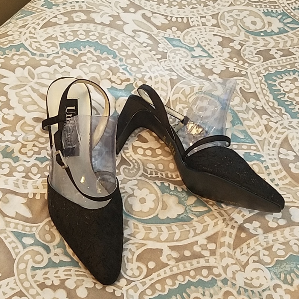 Black dress shoes satin